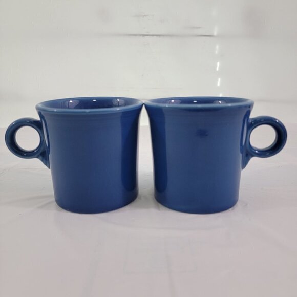 Homer Laughlin Fiesta USA Pottery Blue Ring Handle Coffee Tea Mugs – Set of 2 - Picture 12 of 16
